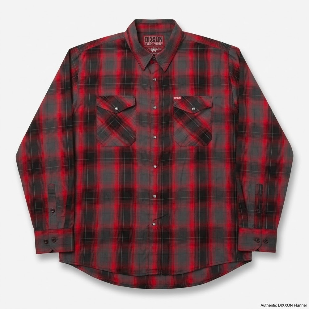 Dixxon Flannel Co Blood Sweat Tears Mens 3X Bamboo Plaid Pearl Snap Shirt Red